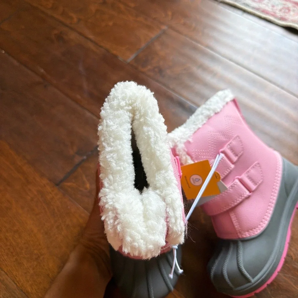 Cat & Jack Denver Pink Waterproof Snow Boots Faux Fur Trim Toddler Size 9 NEW